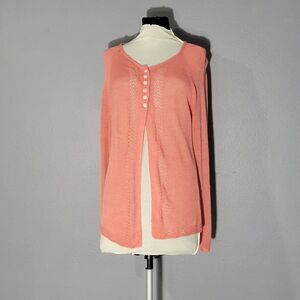 Sundance Womens Knit Cardigans Pink Salmon Linen Blend Sz XX L